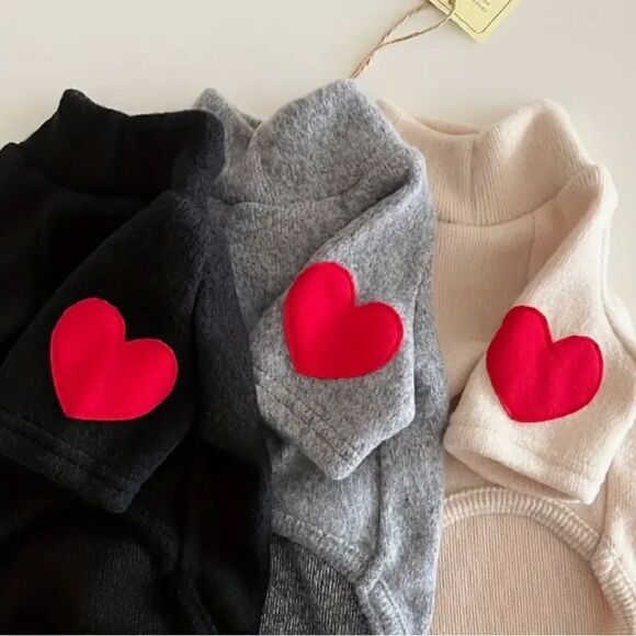 Heart Applique Tan Dog Sweatshirt Top Shirt - Picture 2 of 5